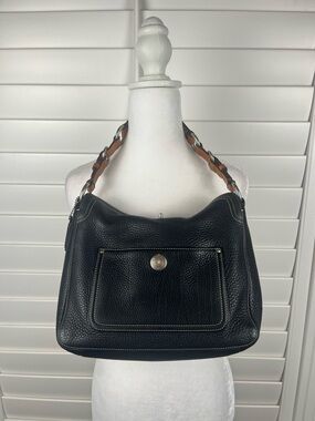 Coach chelsea turnlock hobo black pebbled leather shoulder bag y2k